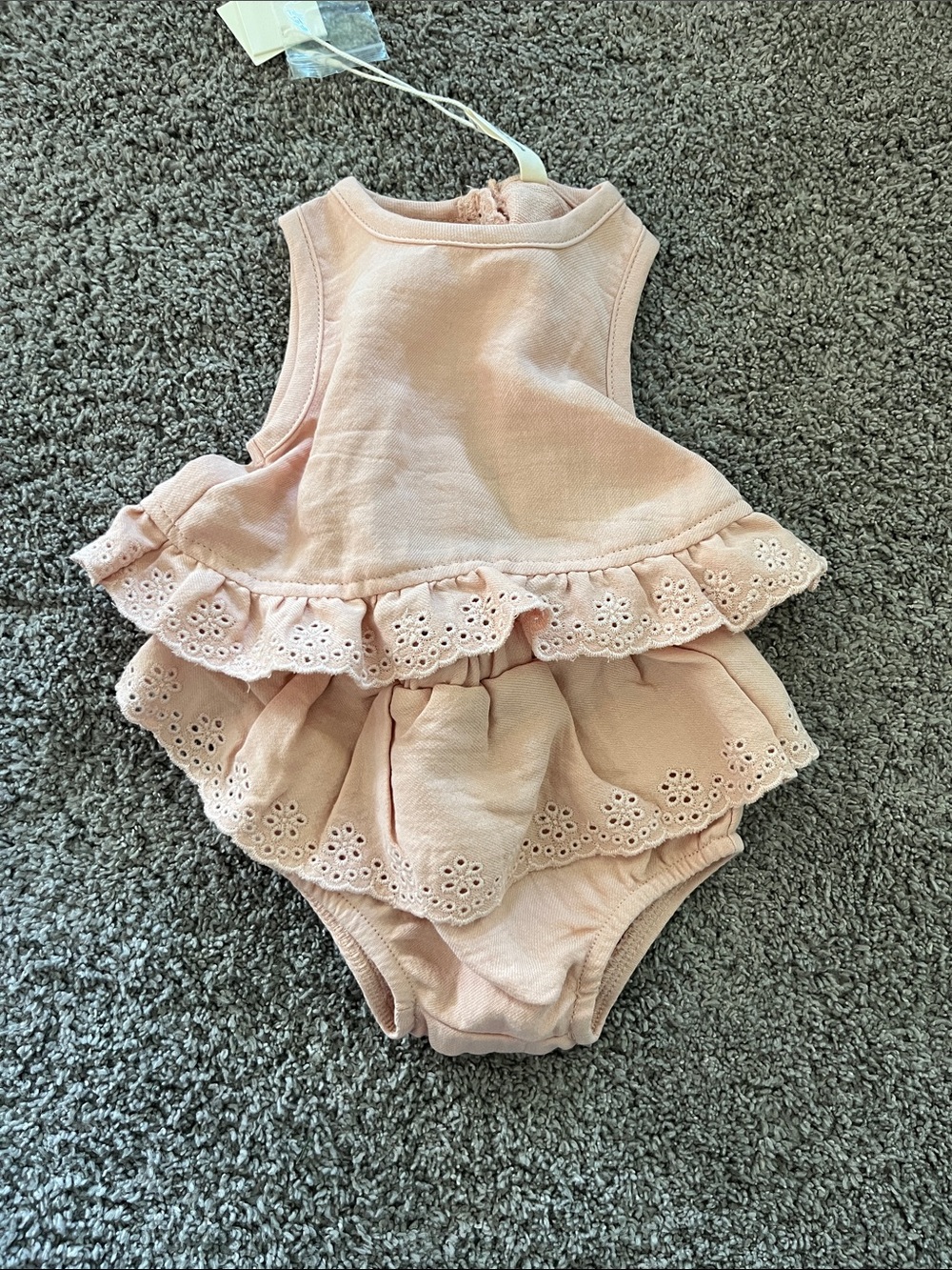 NWT Quincy Mae Baby Ruffle Eyelet Romper - Soft Pink